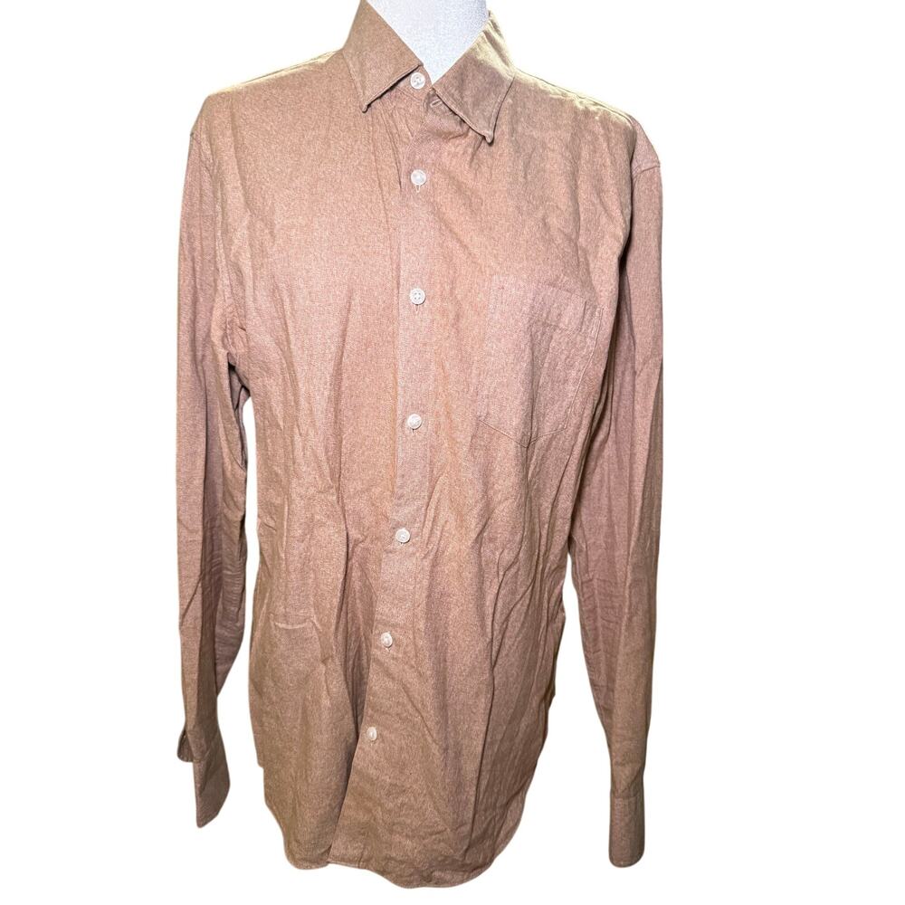 Bonobos Tailored Fit Button Front Shirt, Heather Brown, 100% Cotton, Men's Large
